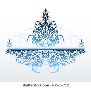 Decorative fountain shape with elegant orient style swirls on its surface