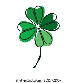 Decorative four leaf clover, design element. Can be used for cards, invitations, banners, posters, print design. Floral background. St Patricks day
