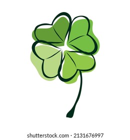 Decorative four leaf clover, design element. Can be used for cards, invitations, banners, posters, print design. Floral background. St Patricks day