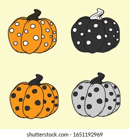 Decorative four pumpkins.Vector design for postcard banners .Halloween. holiday