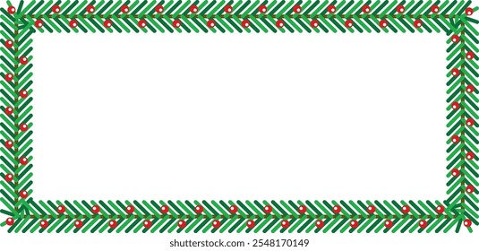 decorative frame of 16:9 conifer branch isolated vector 