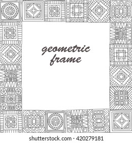 Decorative frame from abstract elements of hand-drawn and painted. 
Style zentangl.