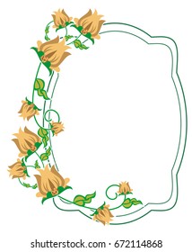 Decorative frame with abstract flowers. Vector clip art.