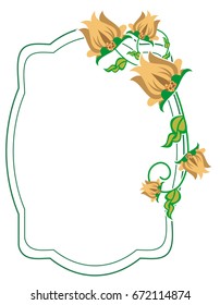 Decorative frame with abstract flowers. Vector clip art.