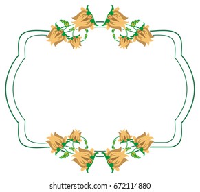 Decorative frame with abstract flowers. Vector clip art.