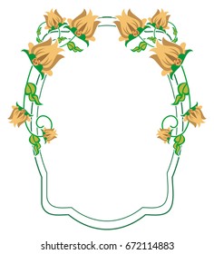 Decorative frame with abstract flowers. Vector clip art.