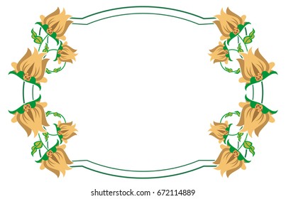 Decorative frame with abstract flowers. Vector clip art.