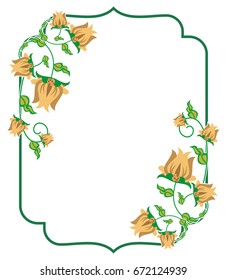 Decorative frame with abstract flowers. Vector clip art.