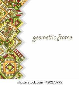 Decorative frame from abstract , geometric  elements of hand-drawn and painted. 
Style zentangl.