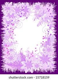 Decorative frame from abstract shapes and plant items