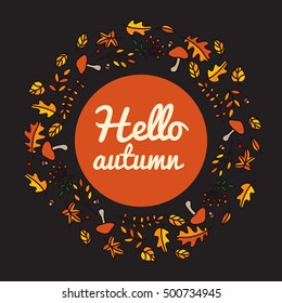 Decorative frame with autumn leaves, design elements. Leaves pattern greeting cards, scrapbooking, print, gift wrap, manufacturing, fabric.
