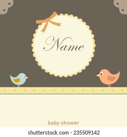 decorative frame baby card with birds