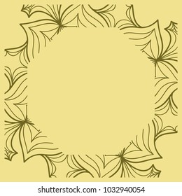 Decorative frame background, geometric ornament with floral decoration, border. Line art, lace, embroidery background. vector illustration