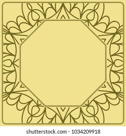 Decorative frame background, geometric ornament with floral decoration, border. Line art, lace, embroidery background. vector illustration