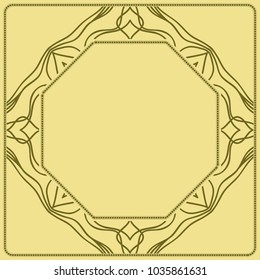 Decorative frame background, geometric ornament with floral decoration, border. Line art, lace, embroidery background. vector illustration