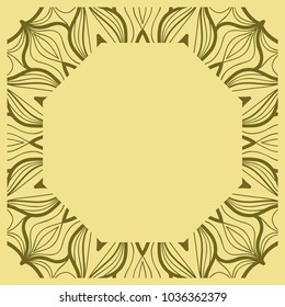 Decorative frame background, geometric ornament with floral decoration, border. Line art, lace, embroidery background. vector illustration