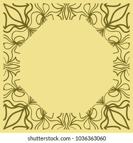 Decorative frame background, geometric ornament with floral decoration, border. Line art, lace, embroidery background. vector illustration