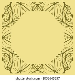 Decorative frame background, geometric ornament with floral decoration, border. Line art, lace, embroidery background. vector illustration