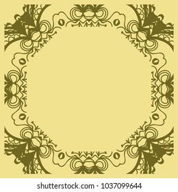 Decorative frame background, geometric ornament with floral decoration, border. Line art, lace, embroidery background. vector illustration