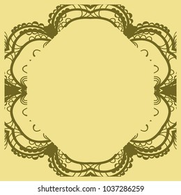 Decorative frame background, geometric ornament with floral decoration, border. Line art, lace, embroidery background. vector illustration