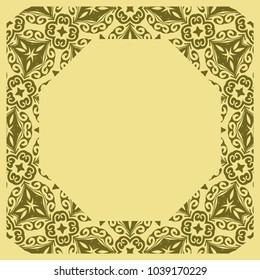Decorative frame background, geometric ornament with floral decoration, border. Line art, lace, embroidery background. vector illustration