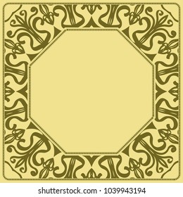 Decorative frame background, geometric ornament with floral decoration, border. Line art, lace, embroidery background. vector illustration