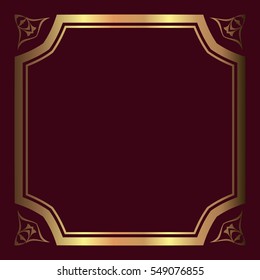 decorative frame background with a red nameplate with gold pattern