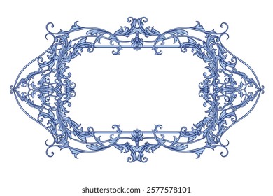 Decorative frame in Baroque style, intricate vector design	