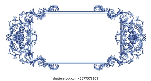 Decorative frame in Baroque style, intricate vector design	