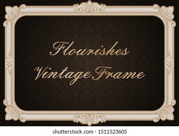 decorative frame with beautiful filigree and retro border in vintage style for luxury postcard , certificate,  premium invitation or wedding card on ancient background, ornament vector