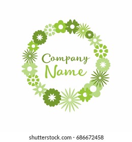 Decorative frame of beautiful flowers in circle icon  vector illustration on white background