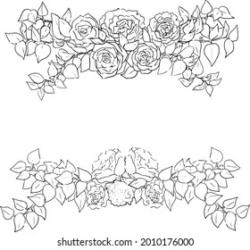 Decorative frame of beautiful hand-painted flowers