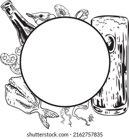 Decorative frame with beer and snacks for it
