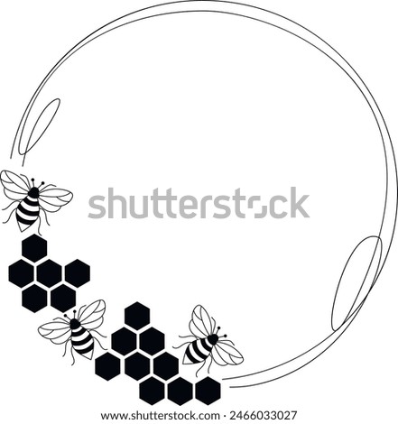 Decorative frame with bees and honey comb, Round wreath