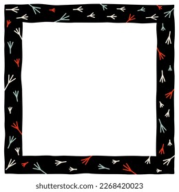 Decorative frame with bird's feet pattern. Perfect as a photo frame, for scrapbooking, postcards, posters, invitation cards.
