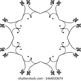 Decorative frame with black and white leaves flower. Vector