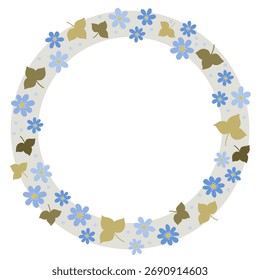 Decorative frame with Blossoms of Hepatica and leaves seamless pattern. Perfect as a photo frame, for scrapbooking, postcards, posters, invitation cards.