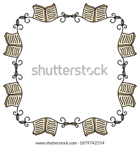 Decorative frame of books. Vector illustration
