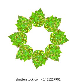 Decorative frame or border for design. Abstract element. Green stylized wreath.