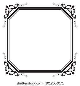Decorative frame and border for design of birthday and greeting card wedding, Square frame with copy space for add text message. Vector illustration