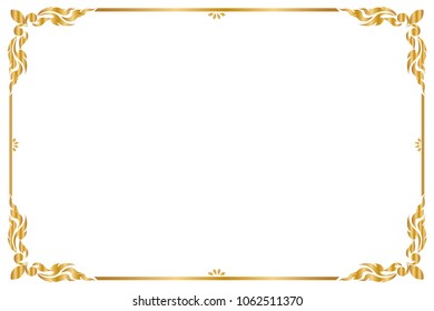 Decorative frame and border for design of greeting card wedding with copy space for add text message, Golden frame, Vector illustration