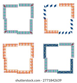 Decorative frame border. Pattern square outline. Ornamental design element. Vector illustration. EPS 10.
