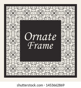 Decorative frame and border in rectangle proportions. Retro vintage ornamental modern art deco luxury element for design.