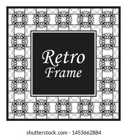 Decorative frame and border in rectangle proportions. Retro vintage ornamental modern art deco luxury element for design.