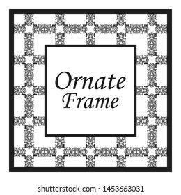 Decorative frame and border in rectangle proportions. Retro vintage ornamental modern art deco luxury element for design.