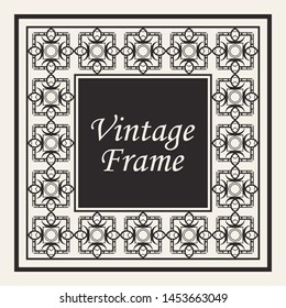 Decorative frame and border in rectangle proportions. Retro vintage ornamental modern art deco luxury element for design.