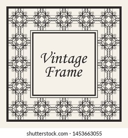 Decorative frame and border in rectangle proportions. Retro vintage ornamental modern art deco luxury element for design.