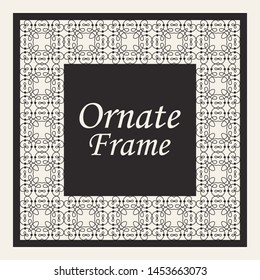 Decorative frame and border in rectangle proportions. Retro vintage ornamental modern art deco luxury element for design.