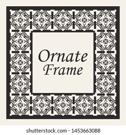 Decorative frame and border in rectangle proportions. Retro vintage ornamental modern art deco luxury element for design.
