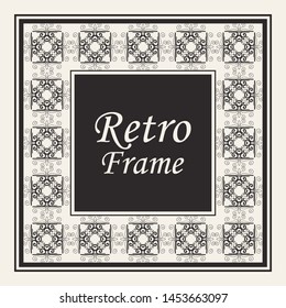 Decorative frame and border in rectangle proportions. Retro vintage ornamental modern art deco luxury element for design.